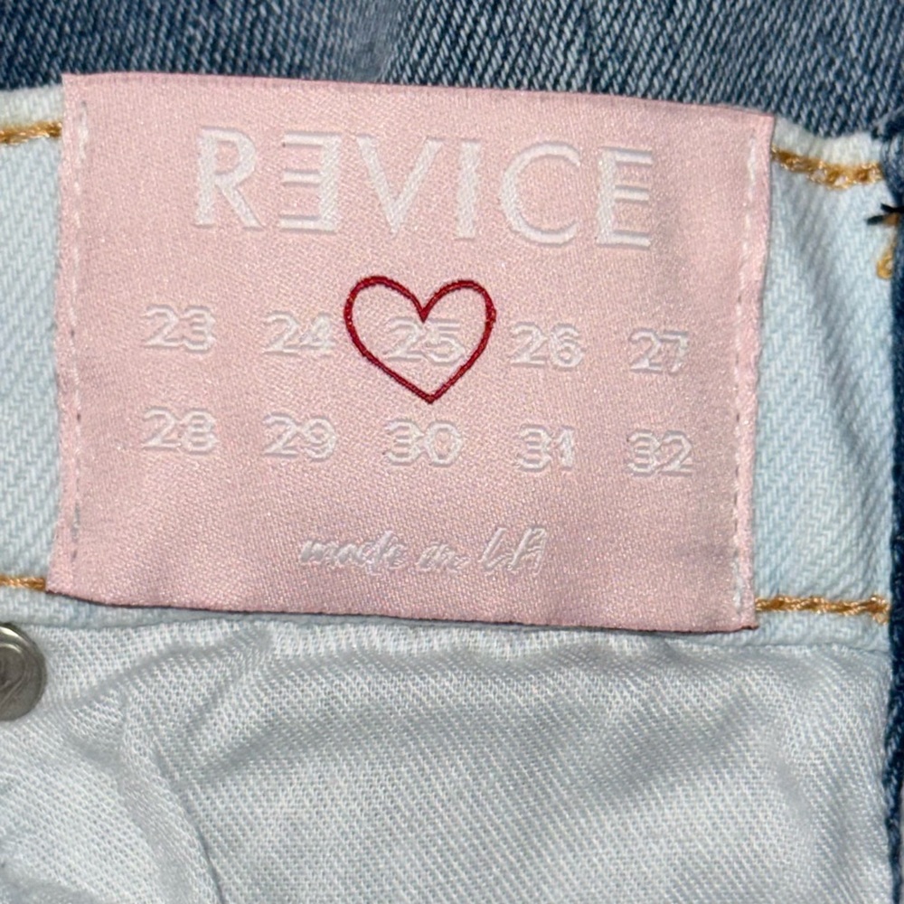 ๐๐น REVICE NWT 2-Tone Panelโ Flare Jeans Y2K Heart Rear Contrast Denim Sz 25 - Picture 3 of 8